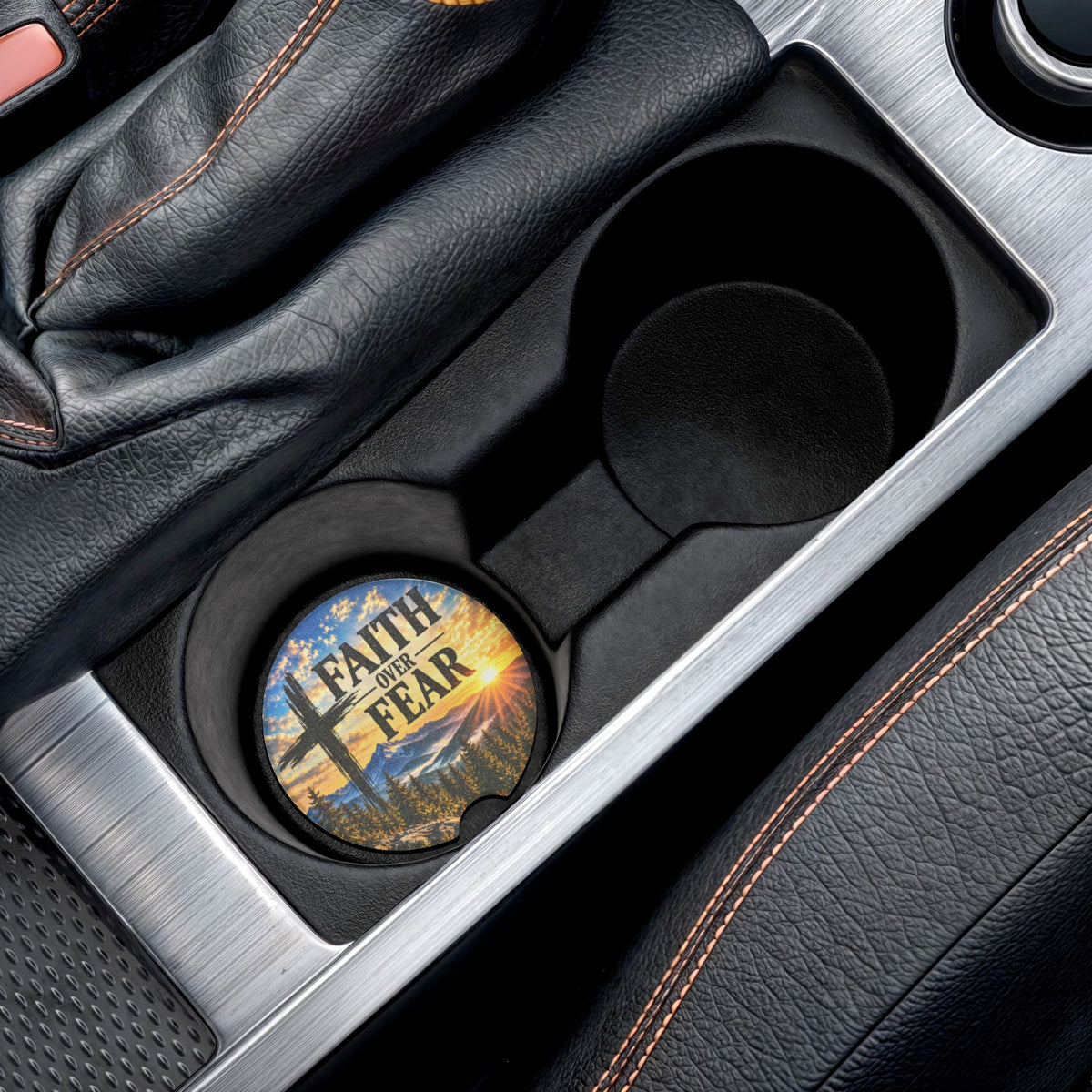 Faith Over Fear Christian Soapstone Car Coaster