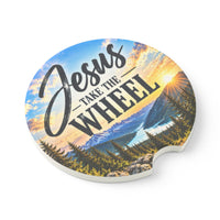Jesus Take the Wheel – Mountain Sunrise Christian Car Coaster