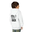 Youth Hoodie - "Jesus Has My Back" Cross Faith Graphic