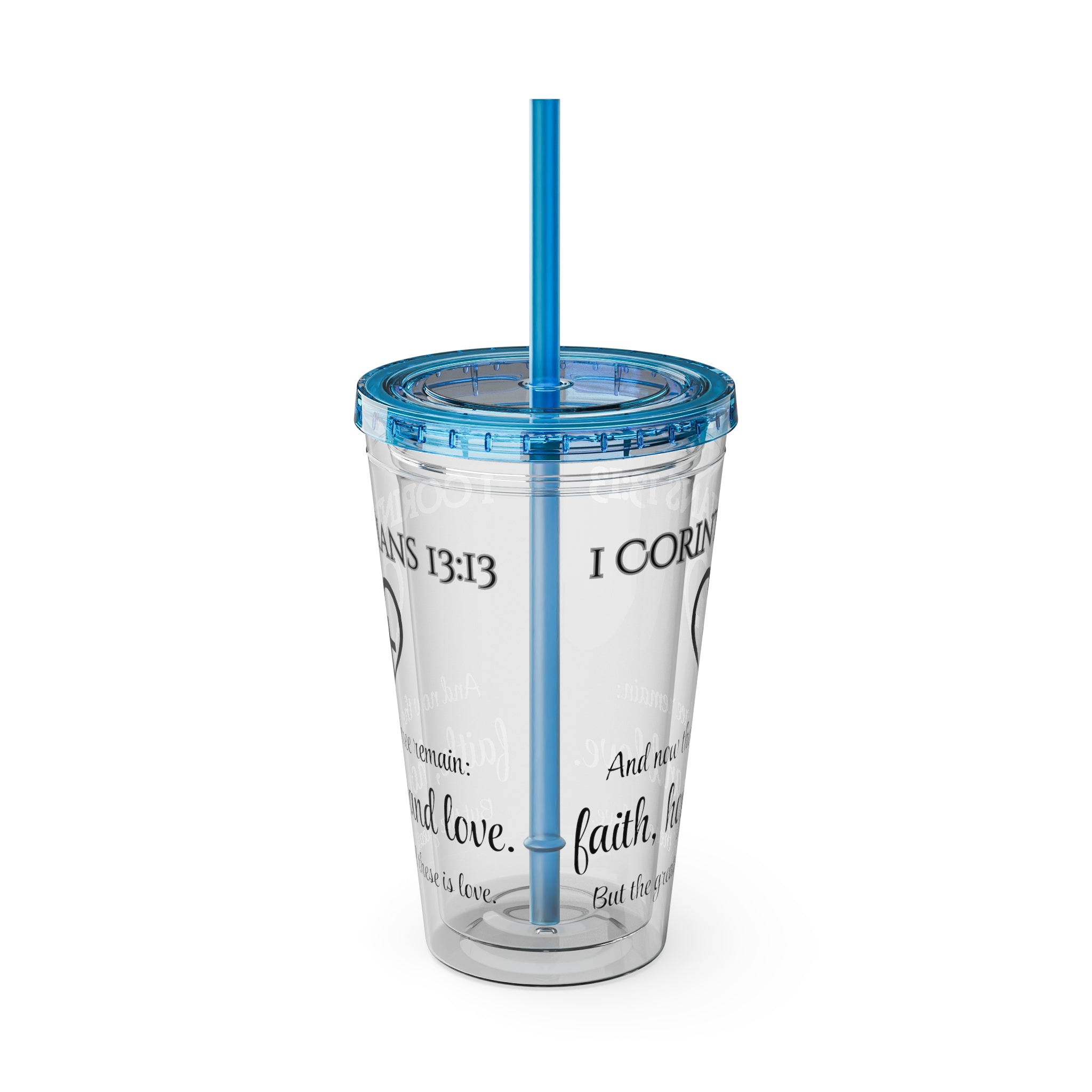 Faith Hope Love Water Tumbler - Christian Gifts for Women Men - Faith Based Gifts