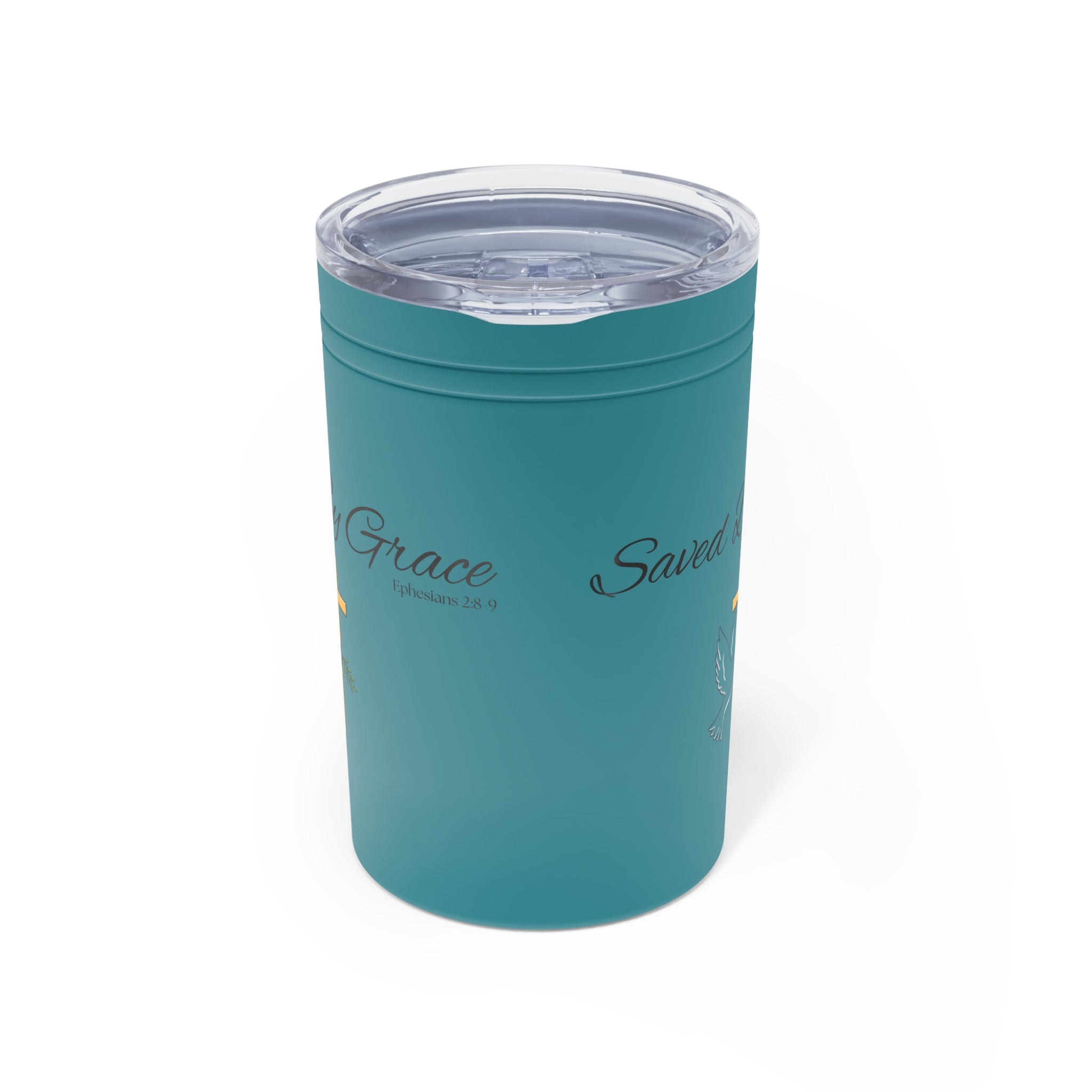 Saved By Grace Vacuum Insulated Tumbler | 11oz Travel Mug | Christian Gifts for Women Men | Faith Based Gifts