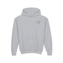 Youth Hoodie — "Jesus Has My Back" Christian Heart Cross Sweatshirt