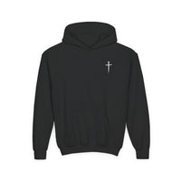 Back design Youth Hoodie - "Jesus Saves, Bruh!" Cross Christian Pullover