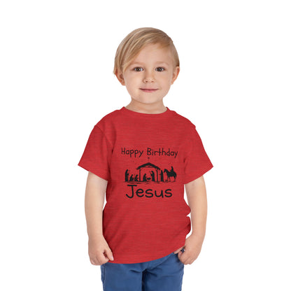 Happy Birthday Jesus Christian Christmas Shirt for Toddlers Short Sleeve Tee Christian Toddler Christmas Shirt