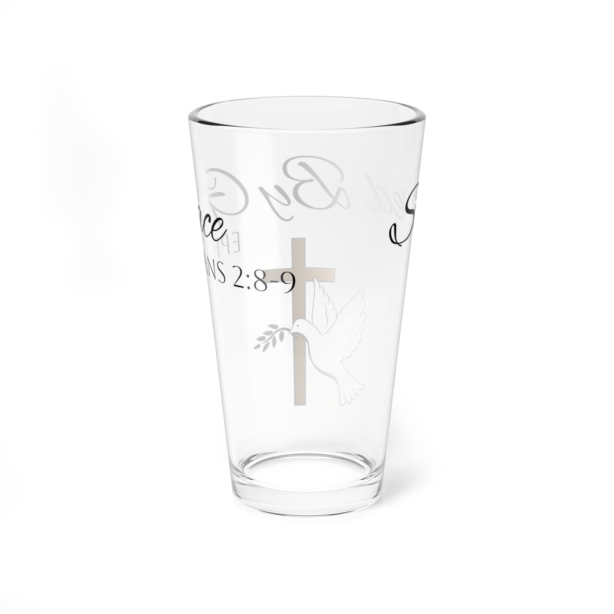 Saved By Grace Bible Verse Water Glass - Christian Gifts for Women Men - Faith Based Gifts