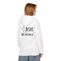 Jesus Has My Back Fleece Hoodie, Cozy Unisex Sweatshirt, Faith-Based Apparel, Perfect Gift for Christians