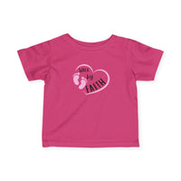 Infant Tee - "Walk by Faith" Pink Heart & Footprints Baby Shirt