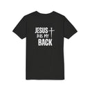 Back design - Youth Tee - "Jesus Has My Back" Cross Christian Graphic Shirt