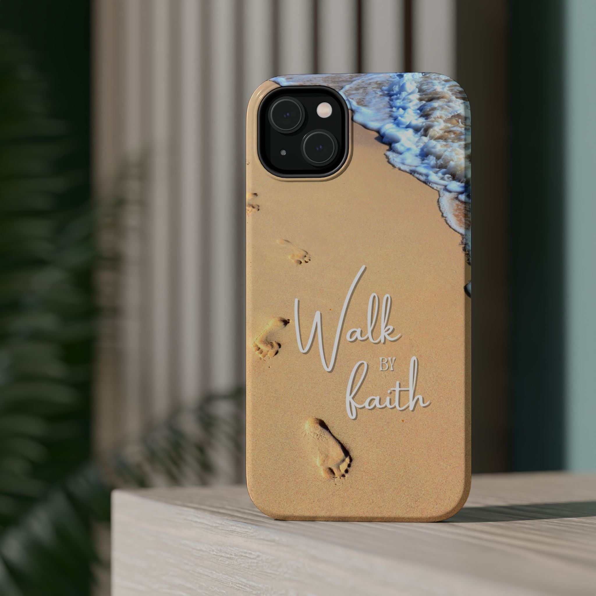 iPhone Inspirational Magnetic Phone Case, Unique Phone Accessories, Faith-Based Gifts, Coastal Vibes, Walk by Faith Design