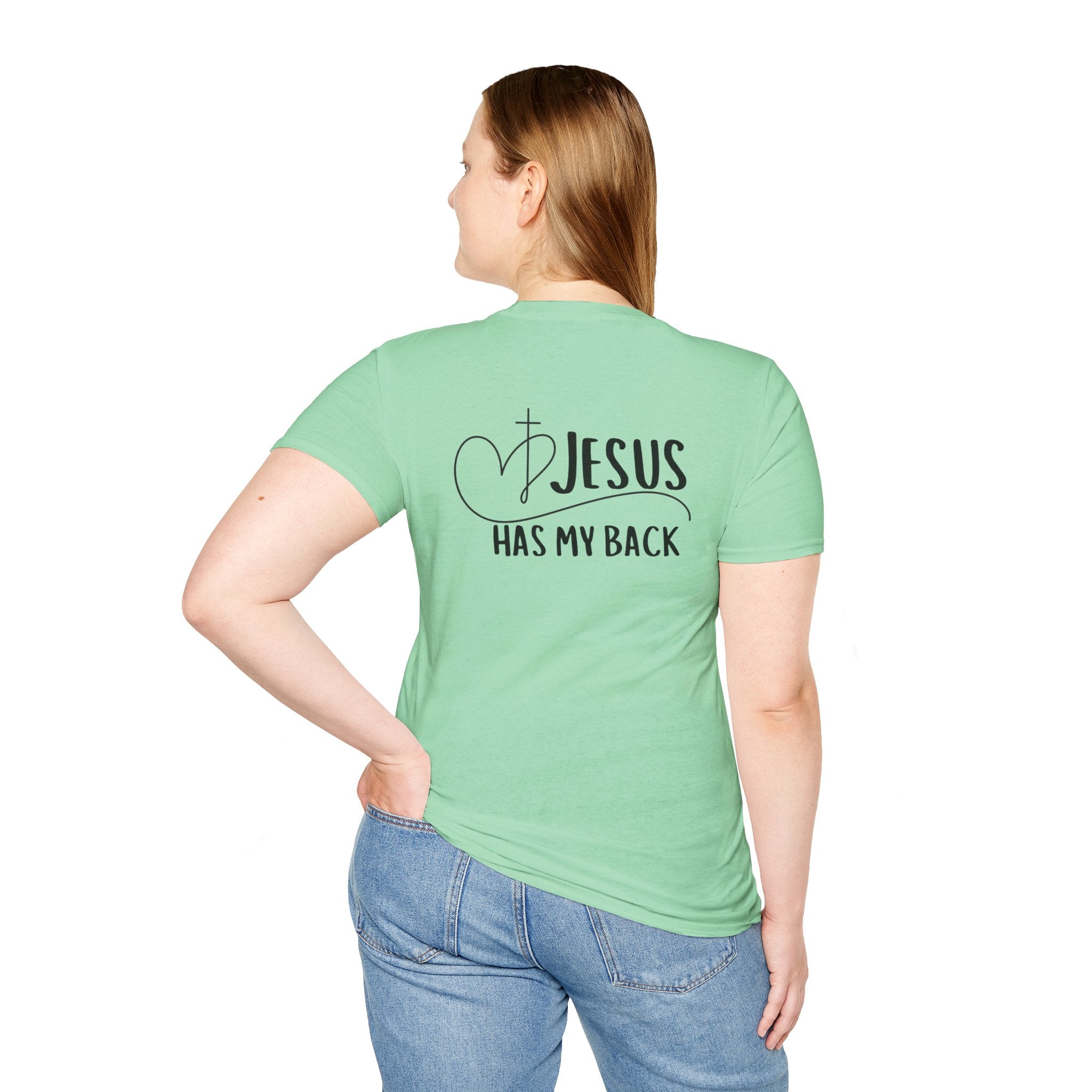 Back design - Christian T-Shirt — "Jesus Has My Back" Inspirational Faith Tee