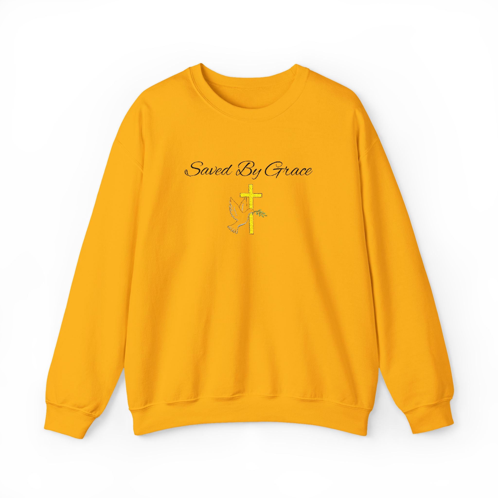 Embroidered Saved By Grace Ephesians 2:8-9 Unisex Heavy Blend Crewneck Sweatshirt