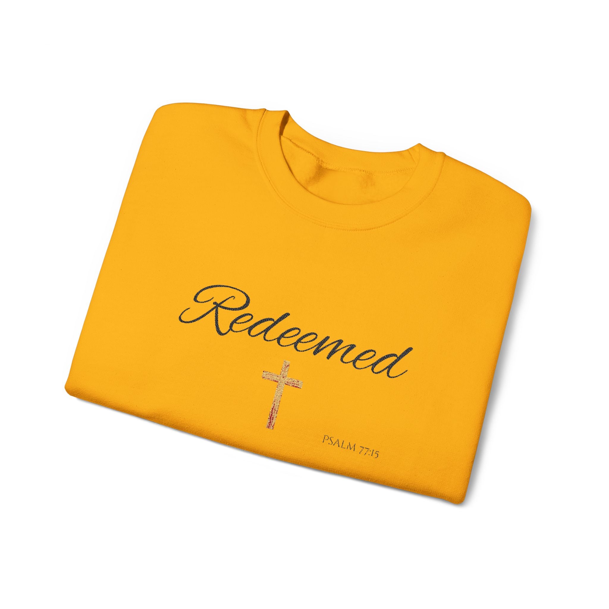 Embroidered Redeemed Psalm 77:15 Unisex Heavy Blend Crewneck Sweatshirt