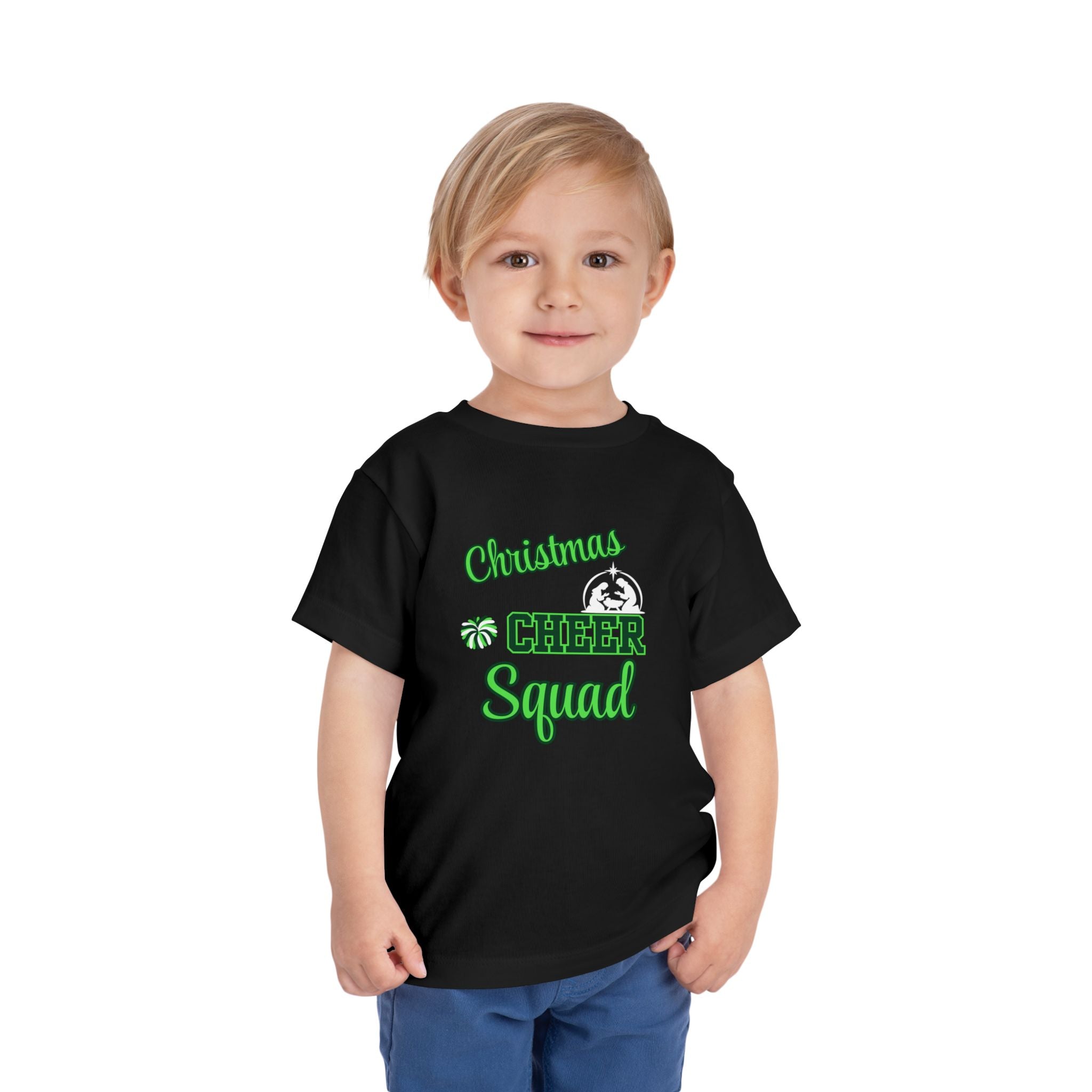 Christmas Cheer Squad Christian Christmas Shirt for Toddlers Short Sleeve Tee Christian Toddler Christmas Shirt