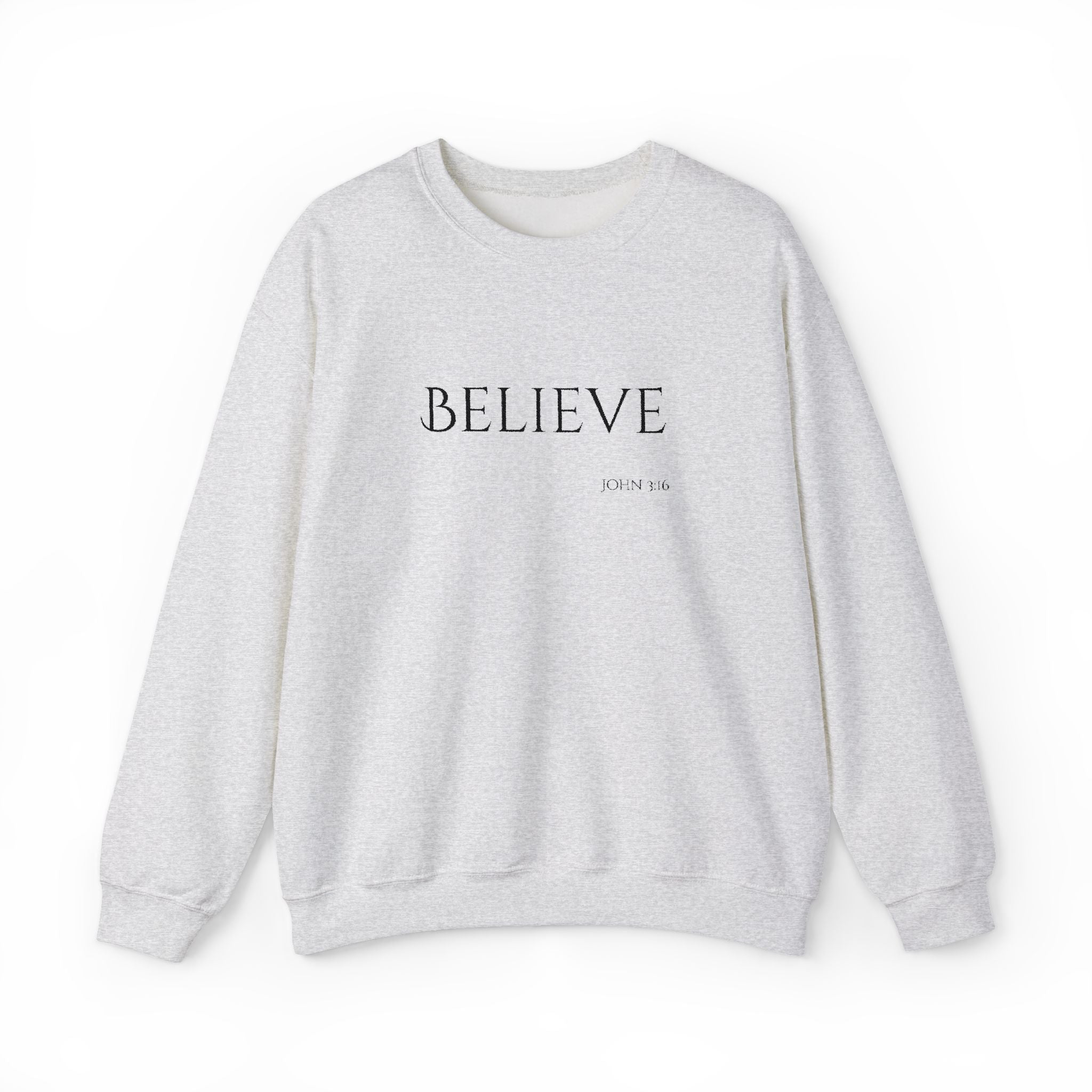 Embroidered Believe John 3:16 Unisex Heavy Blend Crewneck Sweatshirt