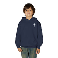 Back design Youth Hoodie - "Jesus Saves, Bruh!" Cross Christian Pullover