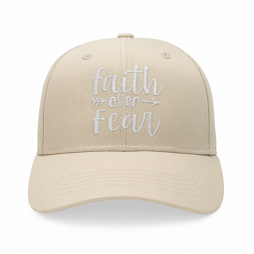 Faith over Fear Christian Baseball Cap - Embroidered Breathable Cotton Faith Hat - Comfortable - Adjustable - Religious Gift for Men Women Faith Ballcap Christian Baseball Cap