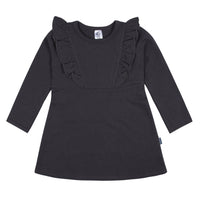 Gerber baby girls long sleeve charcoal ruffle dress