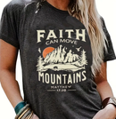 Faith Can Move Mountains Christian Shirts for Women Praying Spiritual Gifts for Women Proudly Displaying Your Faith