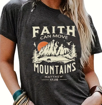 Faith Can Move Mountains Christian Shirts for Women Praying Spiritual Gifts for Women Proudly Displaying Your Faith