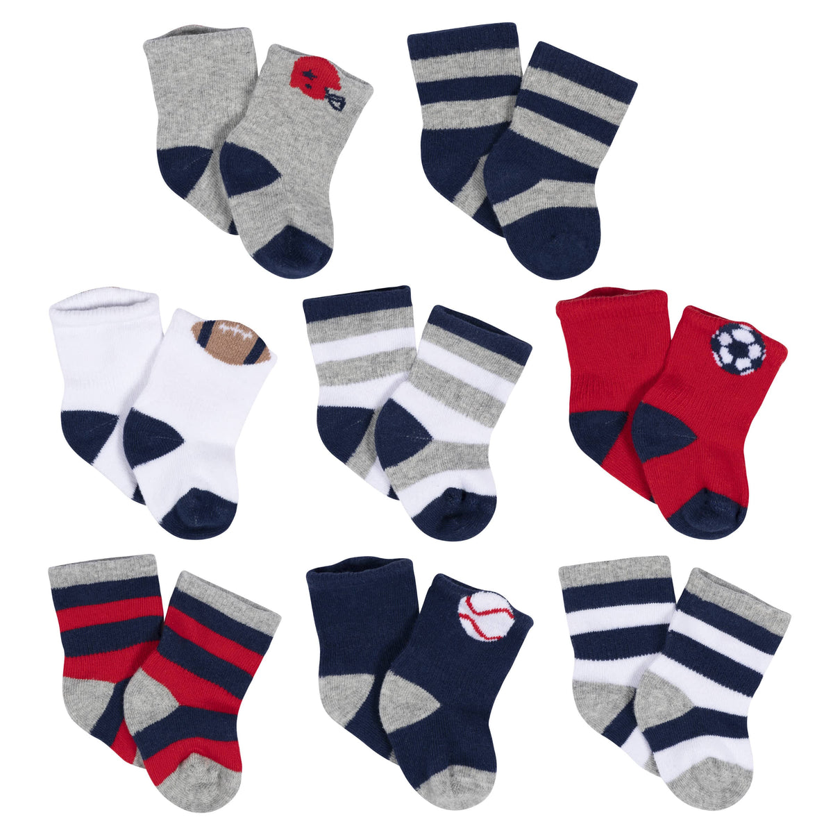 Gerber baby boys 8-pack Sports Blue Wiggle Proof socks