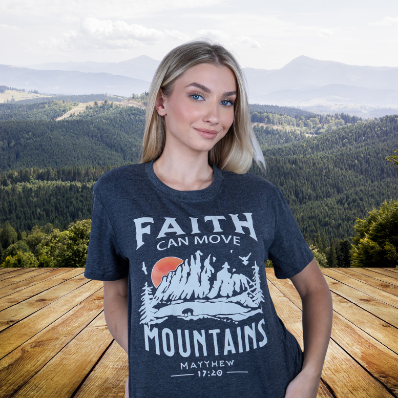 Faith Can Move Mountains Christian Shirts for Women Praying Spiritual Gifts for Women Proudly Displaying Your Faith