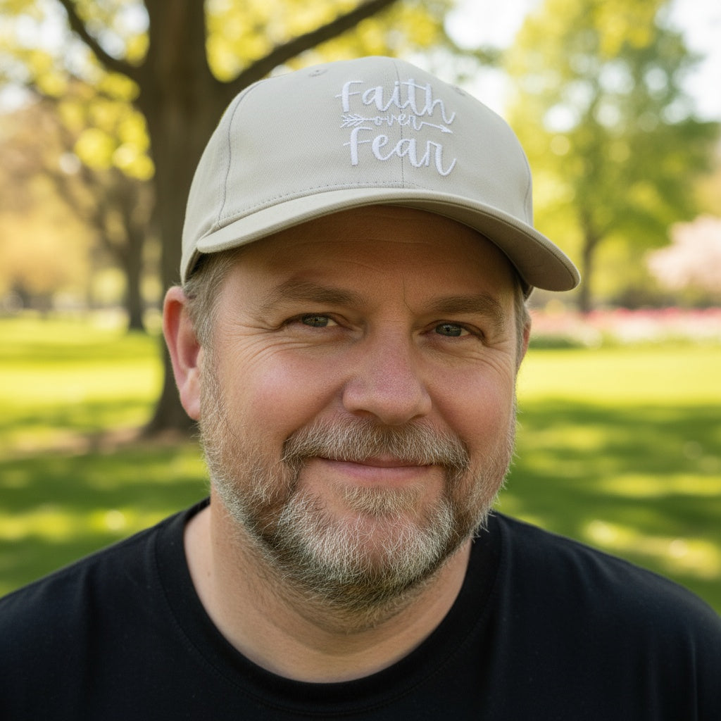 Faith over Fear Christian Baseball Cap - Embroidered Breathable Cotton Faith Hat - Comfortable - Adjustable - Religious Gift for Men Women Faith Ballcap Christian Baseball Cap