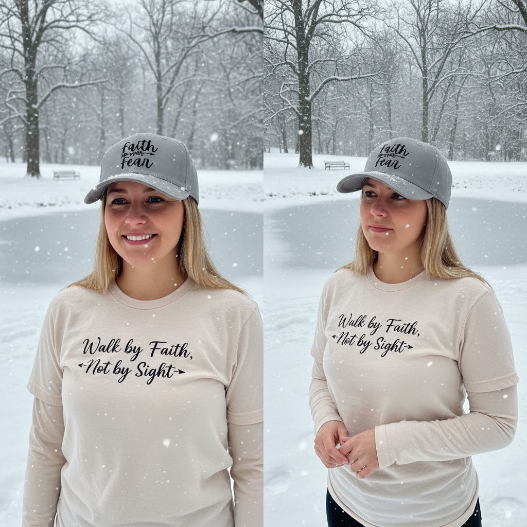Faith over Fear Christian Baseball Cap - Embroidered Breathable Cotton Faith Hat - Comfortable - Adjustable - Religious Gift for Men Women Faith Ballcap Christian Baseball Cap