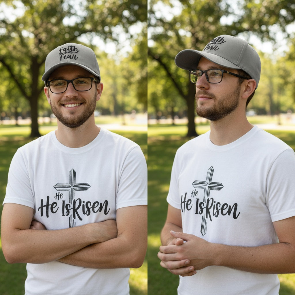 Faith over Fear Christian Baseball Cap - Embroidered Breathable Cotton Faith Hat - Comfortable - Adjustable - Religious Gift for Men Women Faith Ballcap Christian Baseball Cap