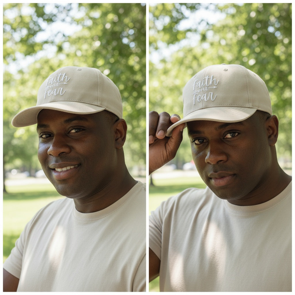 Faith over Fear Christian Baseball Cap - Embroidered Breathable Cotton Faith Hat - Comfortable - Adjustable - Religious Gift for Men Women Faith Ballcap Christian Baseball Cap