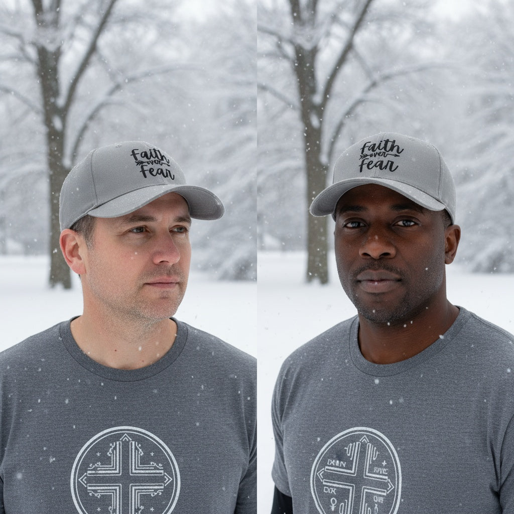 Faith over Fear Christian Baseball Cap - Embroidered Breathable Cotton Faith Hat - Comfortable - Adjustable - Religious Gift for Men Women Faith Ballcap Christian Baseball Cap