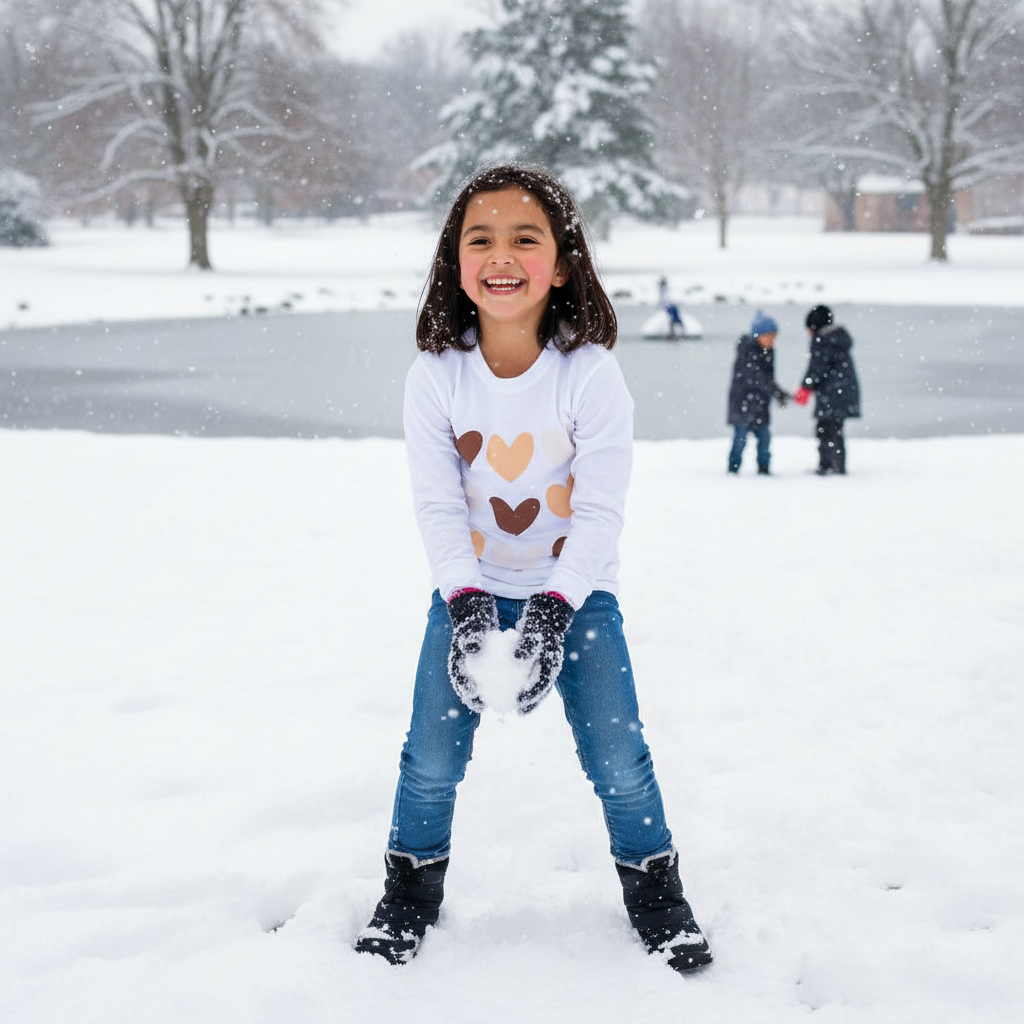 Kids Heart Grid Long Sleeve Sweatshirt – Sweet Style for Little Hearts