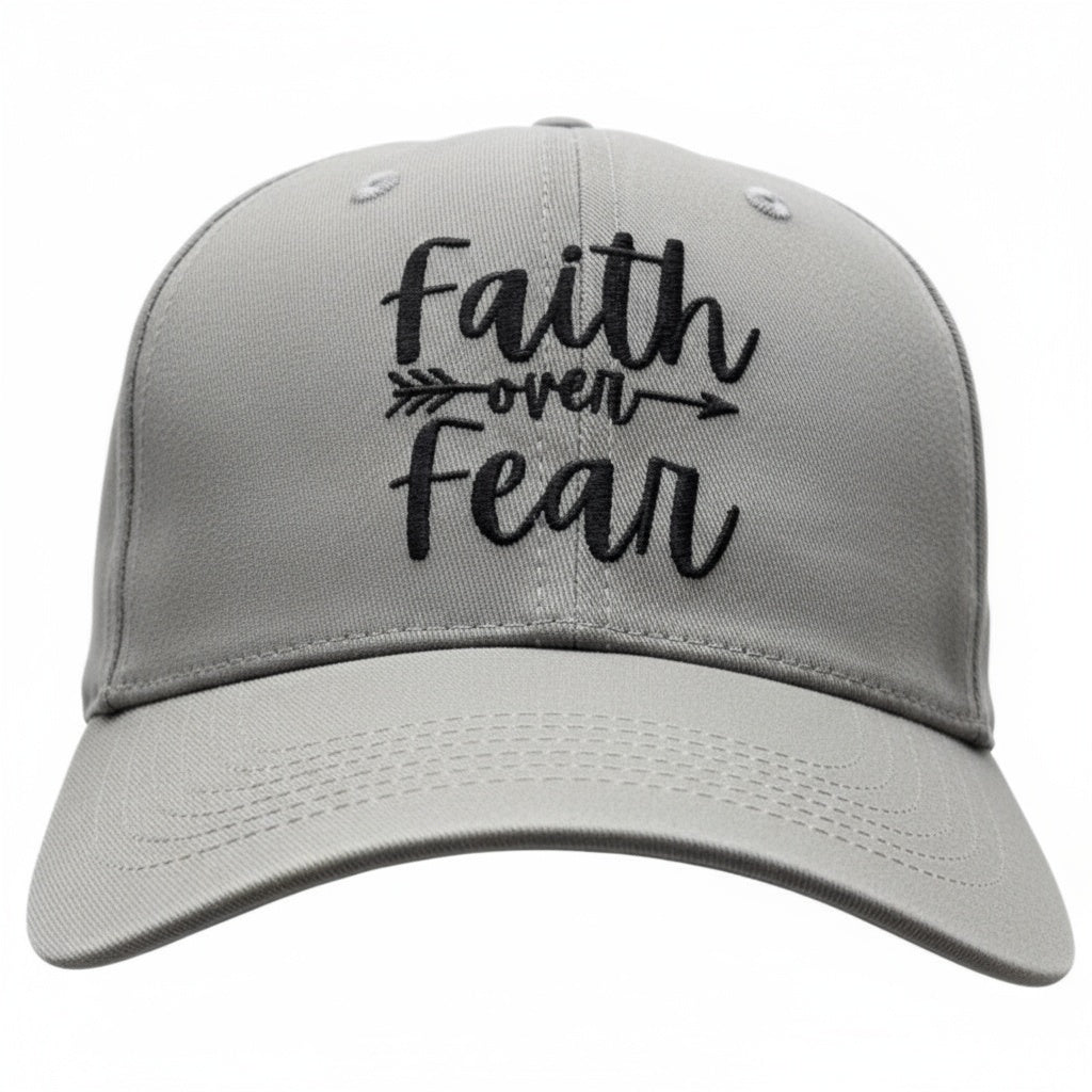 Faith over Fear Christian Baseball Cap - Embroidered Breathable Cotton Faith Hat - Comfortable - Adjustable - Religious Gift for Men Women Faith Ballcap Christian Baseball Cap