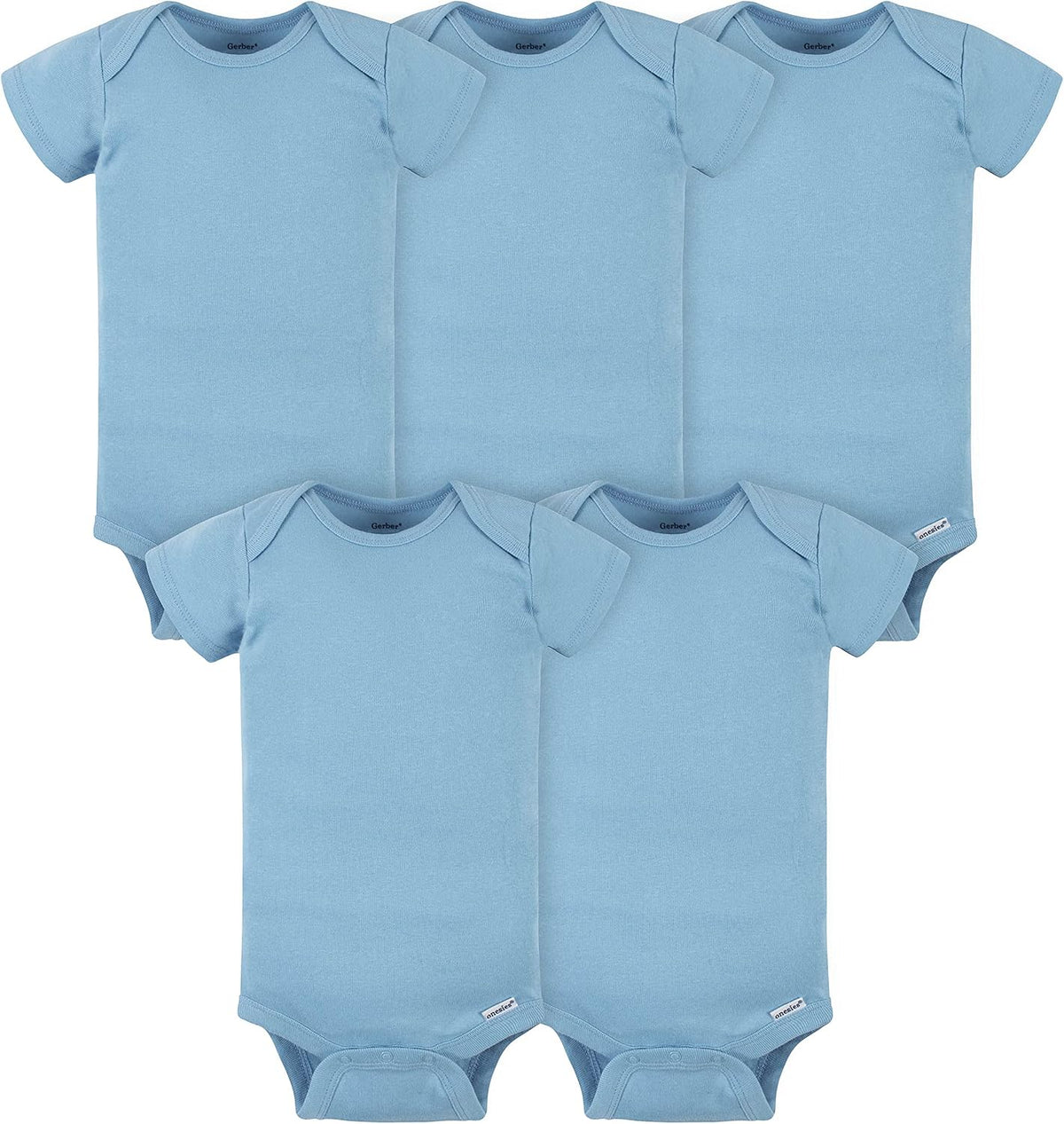 Gerber Baby 5-Pack Solid Onesies® Bodysuits - Blue - 0-3 Months