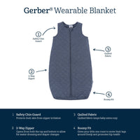 Gerber Navy Heather Wearable Blanket features