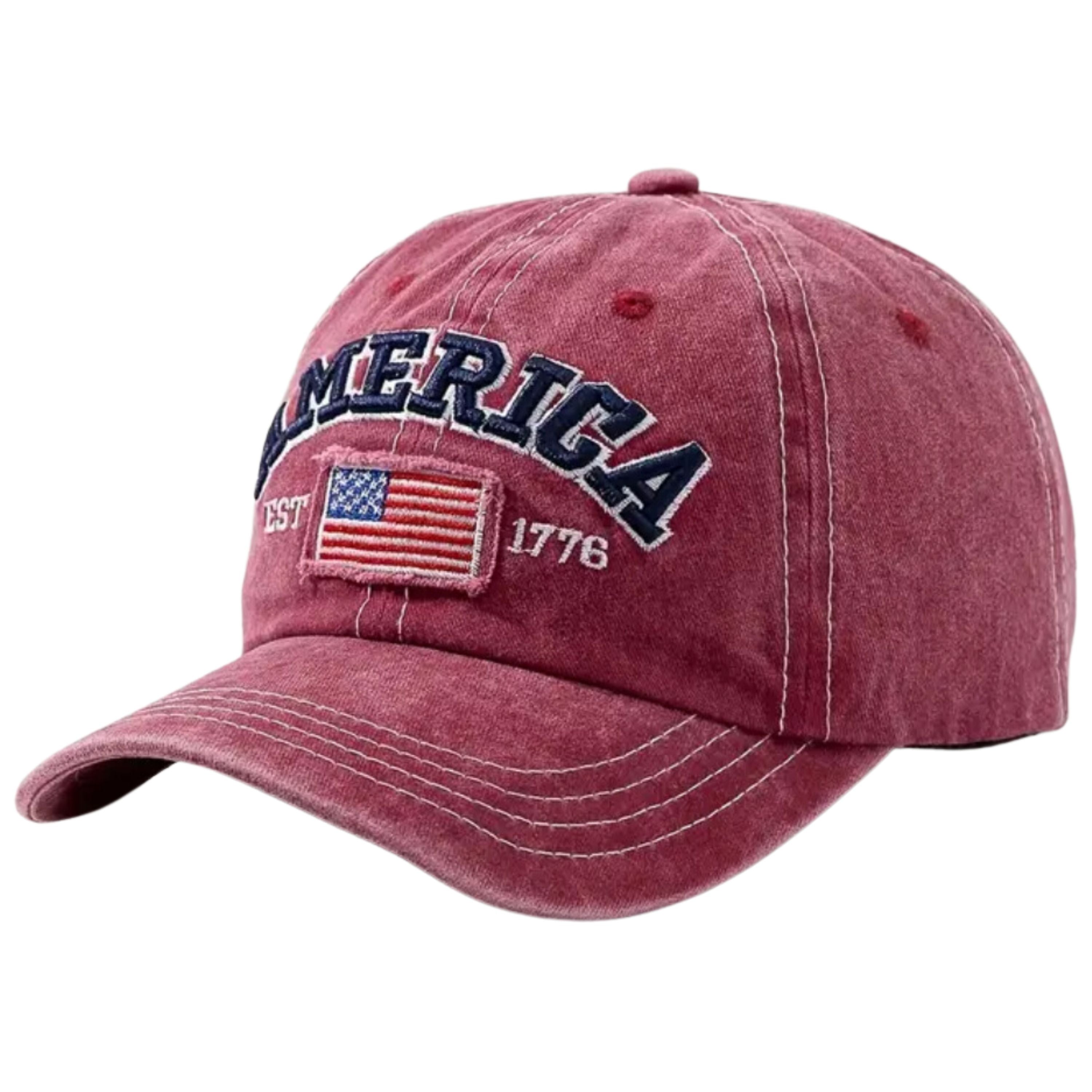 America Flag Hat Est 1776 - American Flag- Embroidered - Put Your Patriotism On Display - Comfortable - Adjustable - One Size Fits Most