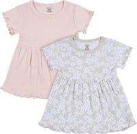 Gerber Pink Small Floral 2-pack dresses